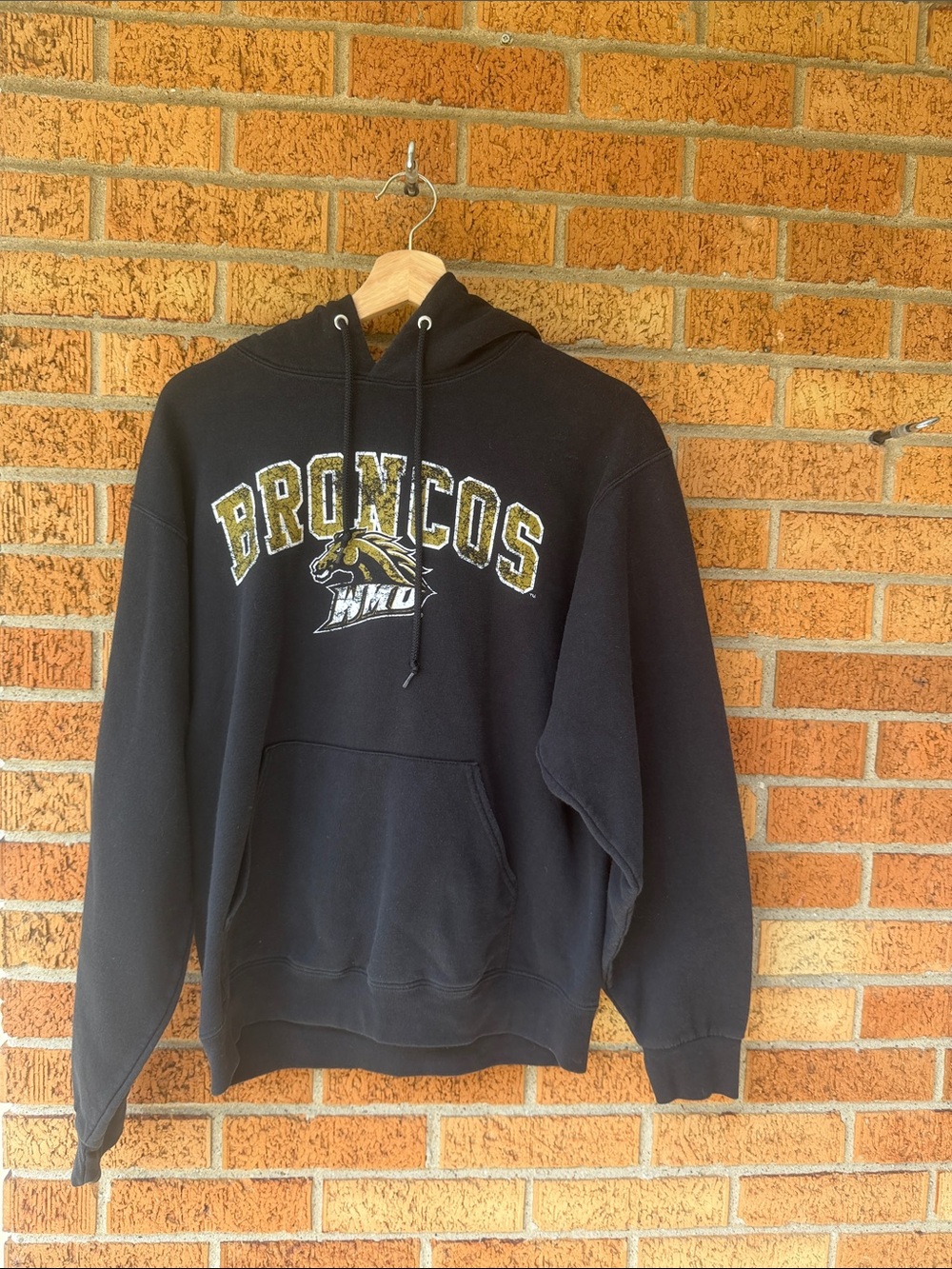 Jerzees Western Michigan University WMU Broncos Hoodie Black Pullover Medium